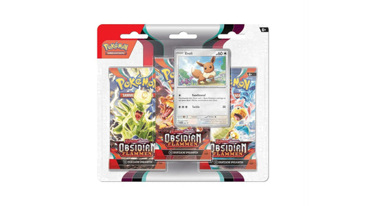Obsidianflammen - Evoli 3er Booster Blister, deutsche Ausgabe