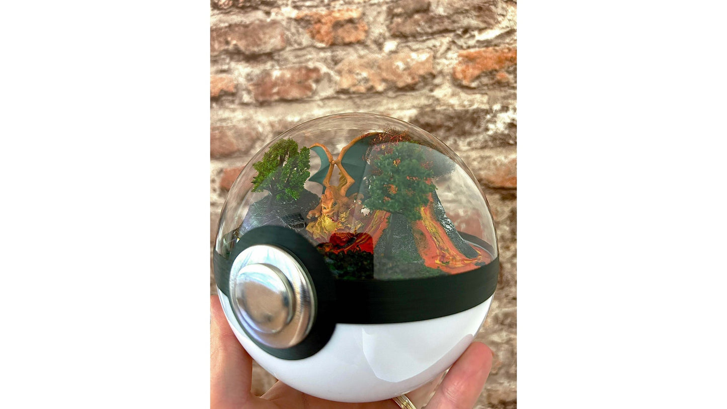 POPZOO Charizard Pokeball 14 cm – detailreiches Sammlerstück mit Metallständer