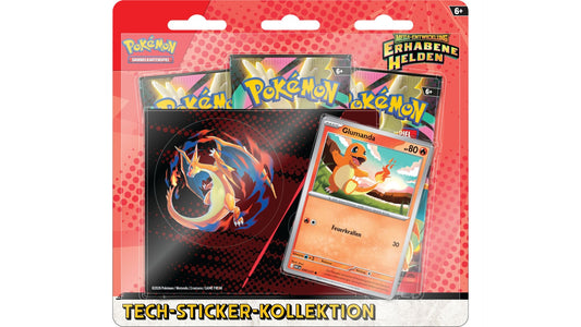 Pokemon Erhabene Helden Tech-Sticker Glumanda 3er Blister(DE)